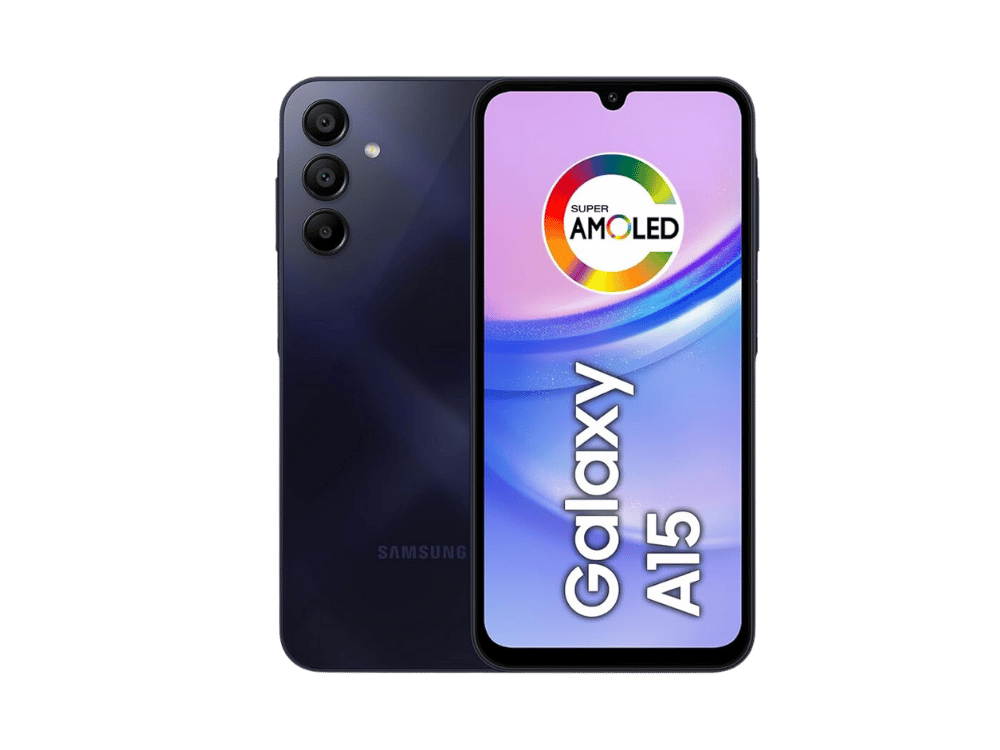Smartphone Samsung Galaxy A15 4G com tela de 6.5 polegadas, câmera tripla de 50MP e bateria de 5000mAh. Ideal para tarefas do dia a dia, redes sociais e fotos incríveis.