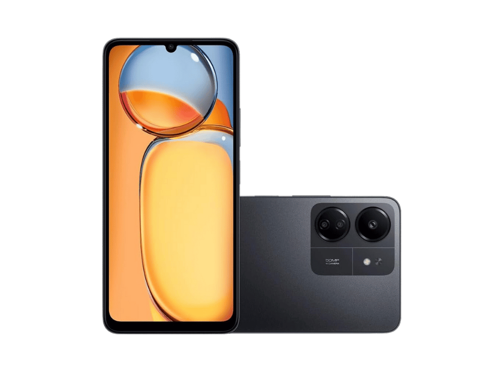 Smartphone Xiaomi Redmi 13C com tela de 6.7 polegadas, câmera de 50MP e bateria de 5000mAh. Perfeito para o uso diário e redes sociais.